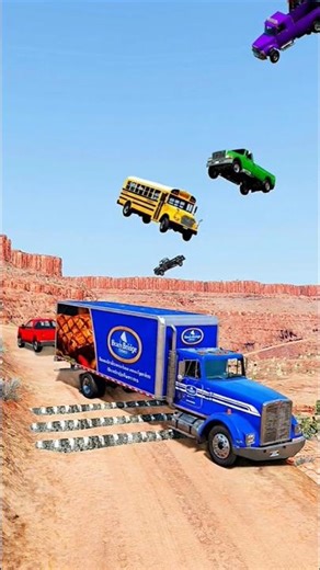 Flying Cars And Trucks, vs Speed Bumps #shorts #beamng