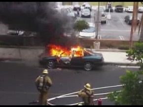 Burning Car Explodes in Fireman’s Face