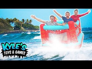 Bouncy Box Fort VS Ocean Water! With Carter Sharer & Lizzy Liz Sharer
