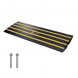 VEVOR Rubber Curb Ramp for Driveway 1 Pack, 15T Heavy Duty Sidewalk Curb Ramp, 2.6" Rise Height Curbside Bridge Ramp for Garage for Low Cars, Wheelchairs, L.O.A. 4FT
