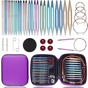 Yarniss 13 Pair Circular Knitting Needle Set 3.0~10.0mm, Interchangeable Aluminum Knitting Needles with Case