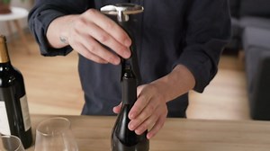 True Self Pulling Corkscrew Wine Opener, Durable Plastic with Easy Turn Chrome Handle, Wine Bottle Opener for Bartenders, Home Bar Tools, Bar Cart Accessories, Kitchen Essentials, Set of 1, Black