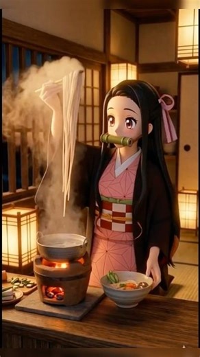 Nezuko Cooking Noodles Alone 🌙🍥