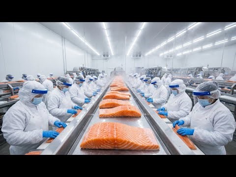 Inside a Salmon Sashimi Factory – From Ocean to Sashimi (Full Process)