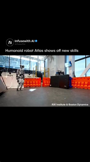 Artificial Intelligence | AI on Instagram: "Robots are advancing at a rapid pace. This 21 second clip shows the new electric Atlas robot moving with extreme control, highlighting recent reinforcement learning progress at Boston Dynamics and the Robotics and AI Institute. Atlas weighs around 80 to 90 kg and is designed for tight, efficient motion. It began with gymnastics style research and is now shifting toward real factory applications, with deployments alongside Hyundai and Google DeepMind ex