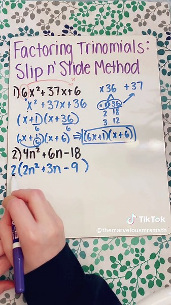 Slip n’ Slide Method Part 2! I noticed this topic was very popular so here are more examples! . . . #math #maths #mathhelp #mathteacher #mathematics #mathtutor #mathtutorial #mathtutoring #learnontiktok #learntok #studywithme #highschoolmath #highschoolmathteacher #highschoolmathstutor #factoring #factoringtrinomials #factoringquadratics #slipnslidemethod #mathtok