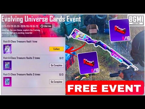 🔴Evolving Universe Cards Event bgmi || how to complete Visit B-Class Treasure Vault I time