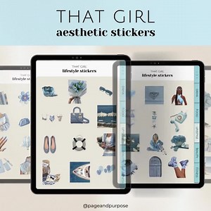 Blue Digital Stickers, THAT GIRL Blue Aesthetic Stickers, Clean Girl Aesthetic Stickers, Journal Stickers Planner, Girly Sticker, Self Care - Etsy Australia