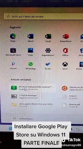 Installare Google Play Store su Windows 11, parte finale #playstore #perte #neiperte #trucchi #android #informatica #windows11 #google #tutorial #guida