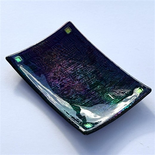 Kurt Mcvay Signed Fused Dichroic Glass Tray – Iridescent Art Glass – Vintage Studio Piece, Mid-century Modern, Handmade, Collectible Dish - Etsy