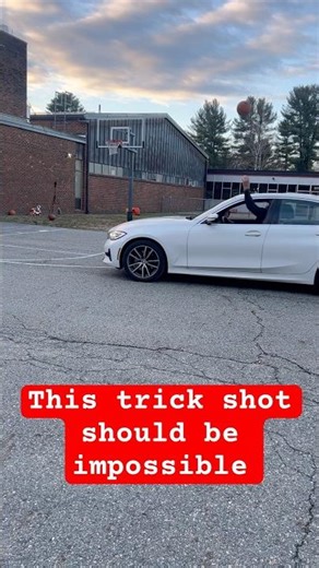 Viral Basketball Trick Shot Out Car Window #trendingshorts #basketball #trickshots 🏀🏀