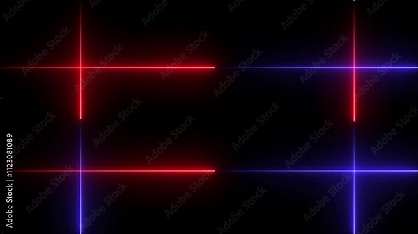 Rectangular Fire effect Animation. Fire Flame Gradually Appearing in A rectangle Frame. Abstract neon glowing frame background.
