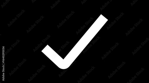 Right check mark icon transparent background. isolated tick mark or confirm icon animation.check mark icon animated on the black background.