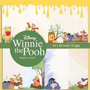 Winnie the Pooh Digital Paper: Scrapbooking & Crafts (12x12 Jpg) - Etsy