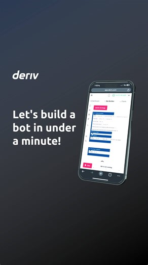 Want to build a trading bot on Deriv? No coding required! Watch our step-by-step video – it takes less than a minute, just like creating your first Deriv bot. Begin your journey now ➡️ https://deriv.link/4fglGTn #DerivBot #AutomatedTrading #TradeSmarter Disclaimer: The products offered on our website are complex derivative products that carry a significant risk of potential loss. You should consider whether you understand how these products work and whether you can afford to take the high risk o