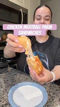 Chicken meatball parm sandwiches! Quick, easy, cheesy, AND fits into my calorie goals!! #dinner