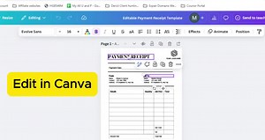 Modèle modifiable de reçu de paiement : facture simple pour petite entreprise (PDF canva) - Etsy France