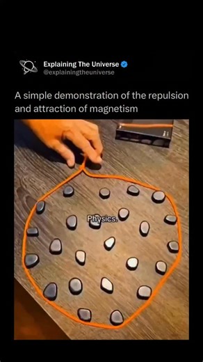 Explaining The Universe on Instagram: "@ExplainingTheUniverse teaches you something NEW everyday day 🧠💫 Magnetism is a physical force that arises from the motion of electric charges, making certain materials able to attract or repel each other without touching. At the atomic level, electrons act like tiny spinning magnets; when many of these spins align in the same direction—as they do in materials like iron, nickel, and cobalt—the material becomes magnetic. Magnetic fields form around these a