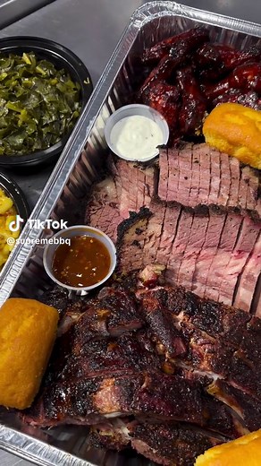 Tag a friend you’d enjoy our Supreme BBQ tray with 🔥 - 20 Smoked Wings - 3lbs Smoked Beef Brisket - 1 Full Slab Ribs - 2 Quart Size Sides - 4 Corn Bread Get this full spread for $145. Available for pickup at all locations (excluding Chevy Chase). Place your orders today 🙌