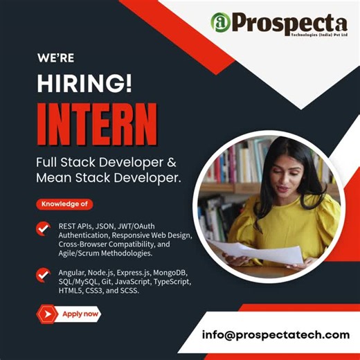 #prospectahiring #meanstackintern #fullstackintern #developerinternship #webdevelopment #internshipopportunity #techinternship #meanstack #angular #nodejs #mongodb #javascript #fresherjobs… | Prospecta Technologies