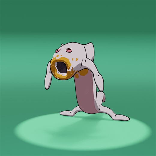 Alien worm creature walking and iddle animation, Victor Orduña