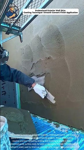 Professional Exterior Wall Skim Coating Technique | Smooth Cement Finish Application