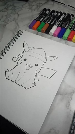 Drawing Pikachu in a Christmas Hat ✍️🎅 Pokemon! (#shorts )