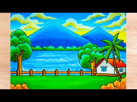 How to Draw a Beautiful Lake and Mountain Scenery Step by Step | Easy Drawing for Beginners
