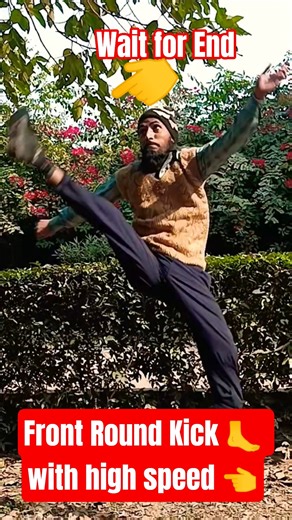 Front Round Kick 🦶 with high speed 👈#frontkick #roundkick #kick #shorts #trending #martialarts #mmaf