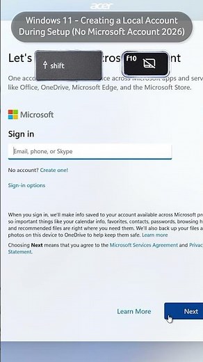 Windows 11 - Creating a Local Account During Setup (No Microsoft Account 2026)