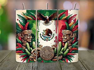 Mexican Flag Tumbler Design, Aztec PNG Wrap, Latino Art (digital Download) - Etsy