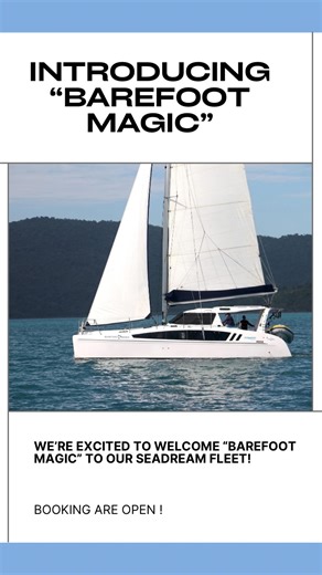 Introducing the newest member to our SeaDream fleet 🎉 Meet our Seawind 1260, “Barefoot Magic” ⛵️She’s a pleasure to sail, sleeps 10 and is available to book NOW !! More details on it website www.seadreamcharters.com.au #whitsundays #bareboatcharter #thisisqueensland #familyholiday #ilovewhitsundays #yachtlife #holidayideas | SeaDream Charters