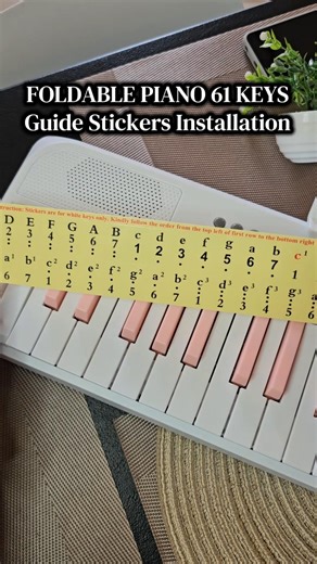 Foldable Rechargeable Piano for Beginners Guide Stickers Installation - BETSY B151 Portable Keyboard