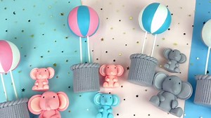 2 PCS Elephant Cake Decoration Topper for Elephant Cake Decorations Elephant Theme Birthday Cake Decoration Supplies