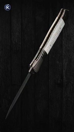 John W. Smith Custom Knife – Mother of Pearl, Damascus, Gold Inlays