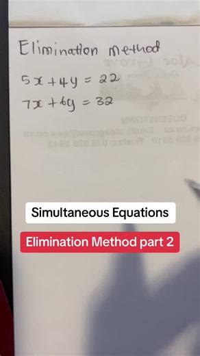 Simultaneous Equations - Elimination Method part 2 #math #tutorial #numbers #exams #mathsisfun #solveforx #simultaneousequations
