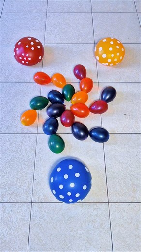 Blue Red Yellow Polka Water Color Balloon Popping