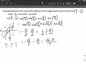 Difference Formula (Identity) for Cosine | Use formula to find exact value