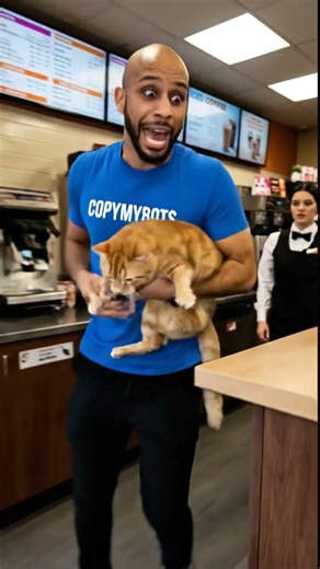 AI Cat Barista Almost Started a Fight #cat #meme #shorts