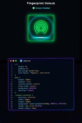 Day 02/100 Create a fingerprint unlock system using #html #css #javascript #coding #cssanimation