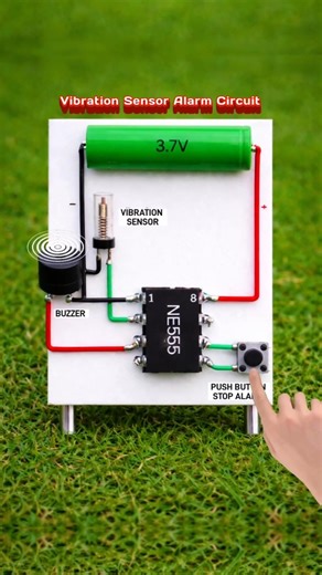 Simple Vibration Sensor Alarm Circuit | 555 IC Project