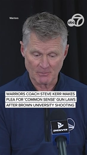 Golden State Warriors coach Steve Kerr spoke again about gun violence, as he addressed the horrific shooting at Brown University. He emphasized that there are things we can do to prevent these tragedies, "We know that there are common-sense measures we can take that will save people's lives," Kerr said. | ABC7 News