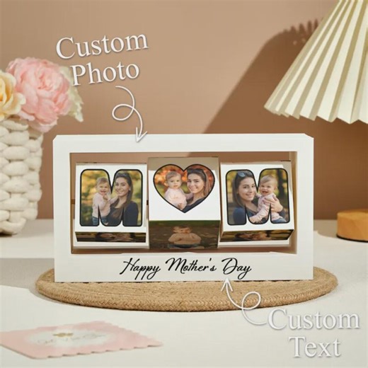 Personalized Rotating Photo Cube Frame | Custom Picture Gift for Her | Couple Keepsake | Anniversary Memory Cube - Etsy