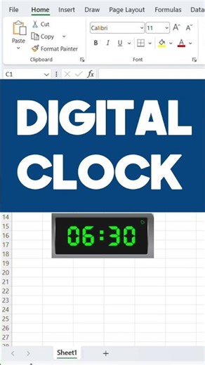 excel sheet digital clock in 15 seconds.. #excel #tricks #tech #msoffice #shortvideo