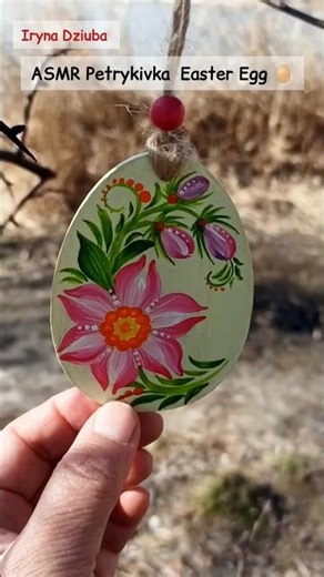 ASMR Handpainted Easter Egg Pendant 🌸 Petrykivka Art|Tutorial soom #shorts