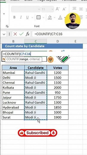 ECI Nahi Batayegi, Par Excel Batayega Winner | COUNTIF #excel #bjp #congress #election