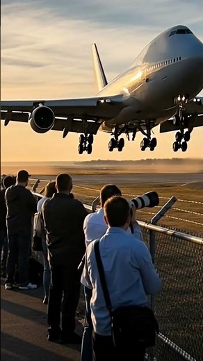 Epic Airplane Landing at Sunset ✈️🌅 | Crowd Amazed by Low Approach#AirplaneLanding #AviationLovers