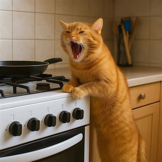 gick inte bort från spisen. Jag trodde den var hungrig, eller att något gjorde ont. Jag matade den, klappade den, men den stod kvar, spänd, med svansen tryckt mot kroppen, vaksamt stirrande mot gasspisen. — Vad är det med dig, vännen? — mumlade jag, på väg att bli irriterad. Men något i dess blick fick mig att stanna. Den var inte rädd — den skyddade. Jag gick långsamt fram till spisen. Katten krökte ryggen och fräste ännu högre, som om den ville hindra mig. Men jag böjde mig ändå ner och tittad