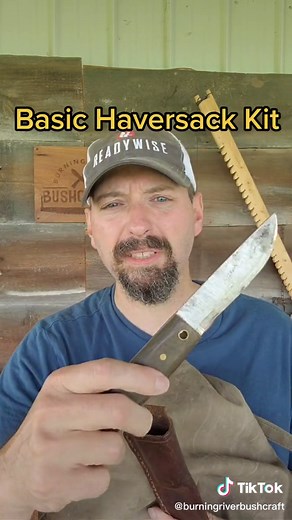 This is a Basic Haversack Kit is pretty standard. It's based on the 5 C's of survivability. You can carry more but this does a lot. #burningriverbushcraft #campcraftoutdoors #fyp #uberleben #haversack #giveaway #survival #bushcraft #survivaltok