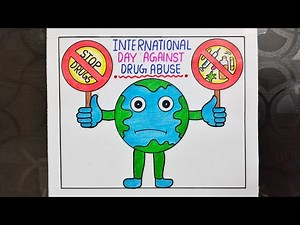 International Day Against Drug Abuse Drawing / Stop Drug Day Awareness Poster / Drugs Drawing Easy